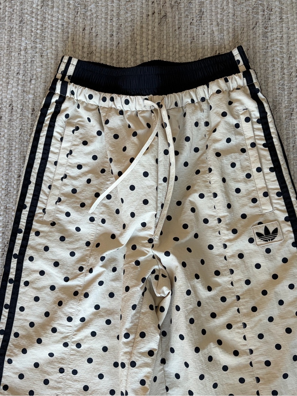 Adidas x ASOS limited edition Women's Cream Polka Dot Wide-Leg Track Pants - Picture 6 of 8
